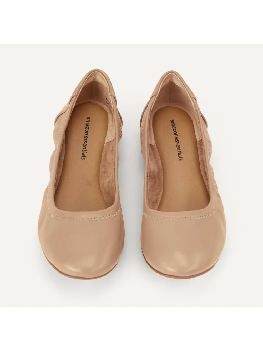 Amazon Essentials Women's Beige Synthetic Comfortable Slip On Casual Ballet Flat